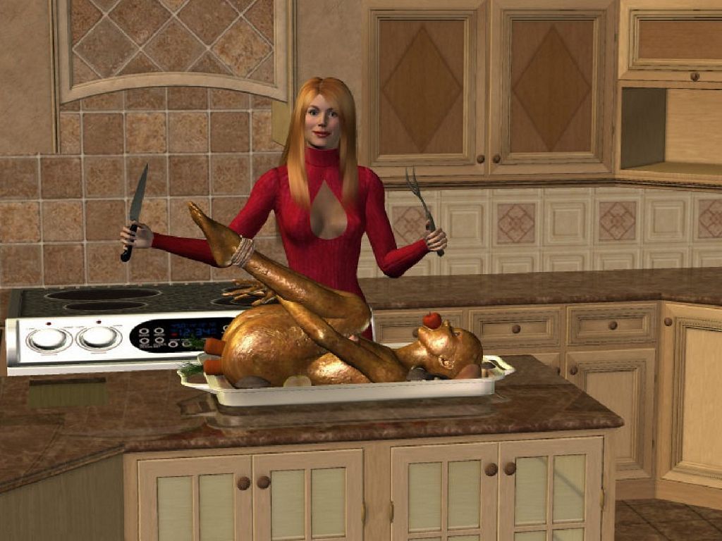 запеченная девушка с яблоками. 3D порно комикс 