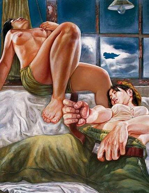 китайские девушки раздеваются в спальне, эротическая живопись