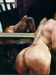Зеркало рисунок женщины с животным 0304
