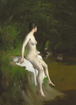 рисунок женщины с животным 0319