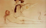 рисунок женщины с животным 0322