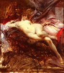 рисунок женщины с животным 0338