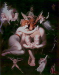 рисунок женщины с животным 0343