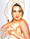 рисунок женщины с животным 0355