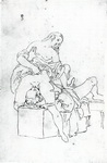 рисунок женщины с животным 0395