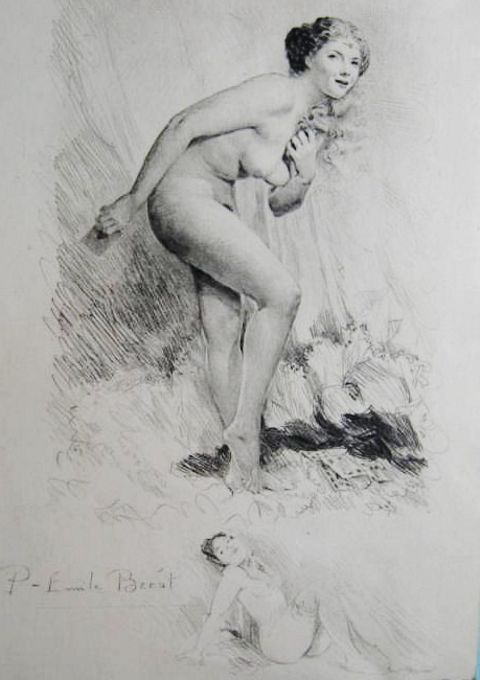 рисунок обнаженной купальщицы, порно арт, порно рисунок