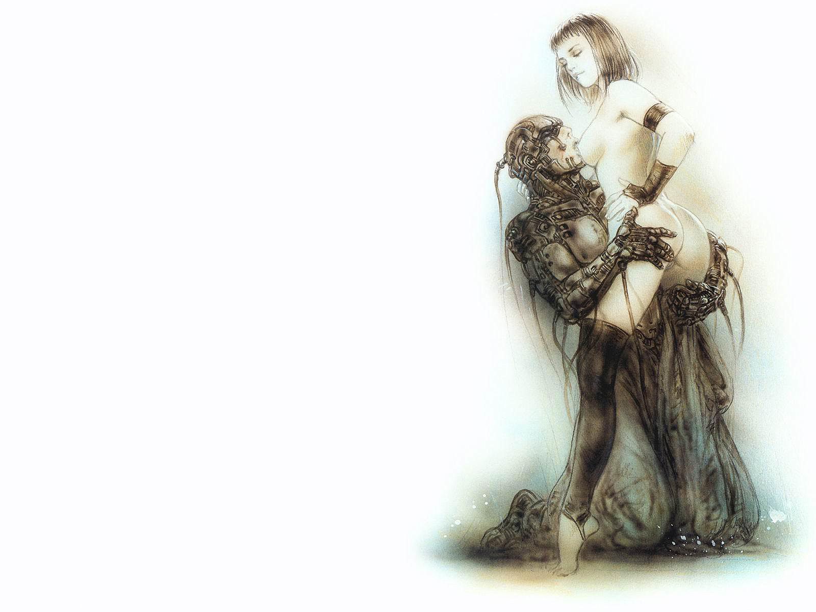 секс обои секс красивой девушки и страшного киборга. Рисованные секс обои на рабочий стол