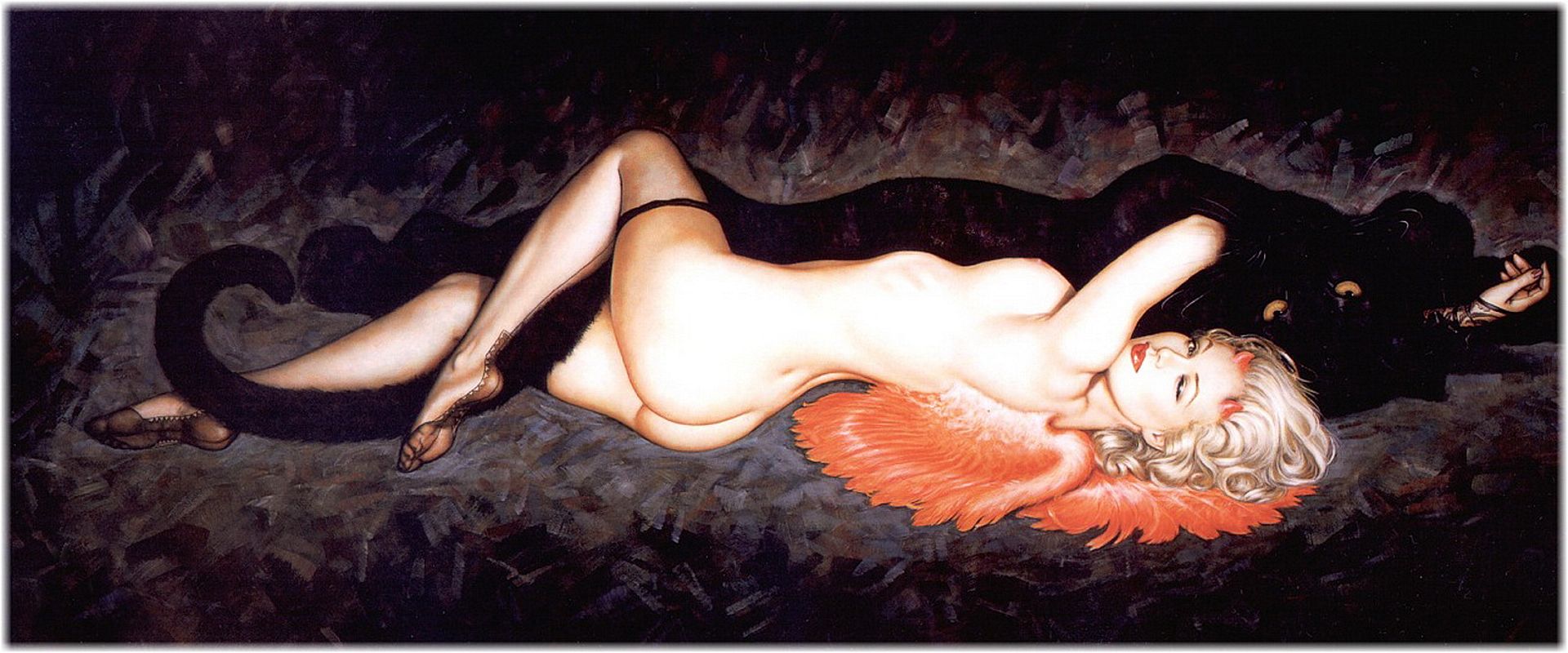 секс обои секс девушки с черной пантерой. новые обои на рабочий стол