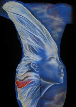  Лицо ветра на спине и ягодицах.   фото бодиарта, body art