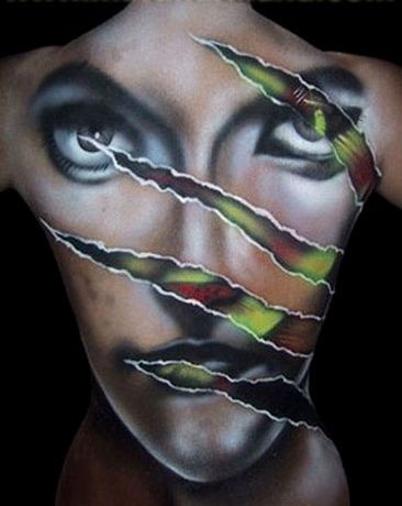 Лицо на спине, body art