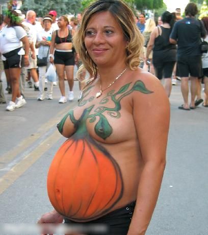 Тыква на животе, body art