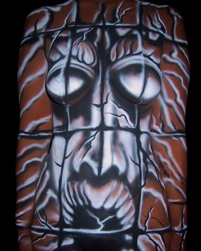 каменный бог. фото  женского бодиарта, body art