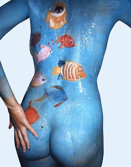 Рыбки в воде, body art