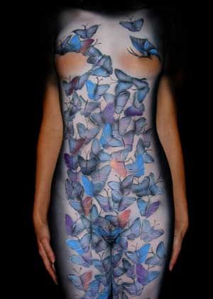 Стая бабочек.  фото бодиарта девушки, body art