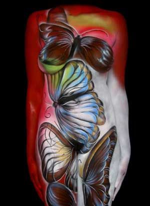 Бабочки.  фото бодиарта девушки, body art