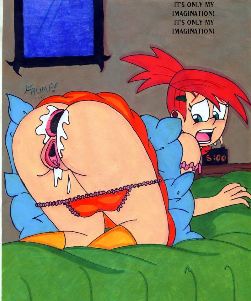 это только мое воображение - убеждает себя Френки стоя на четвереньках с раскрытыми вагиной и анусом после секса с воображаемыми друзьями из дома Фостер