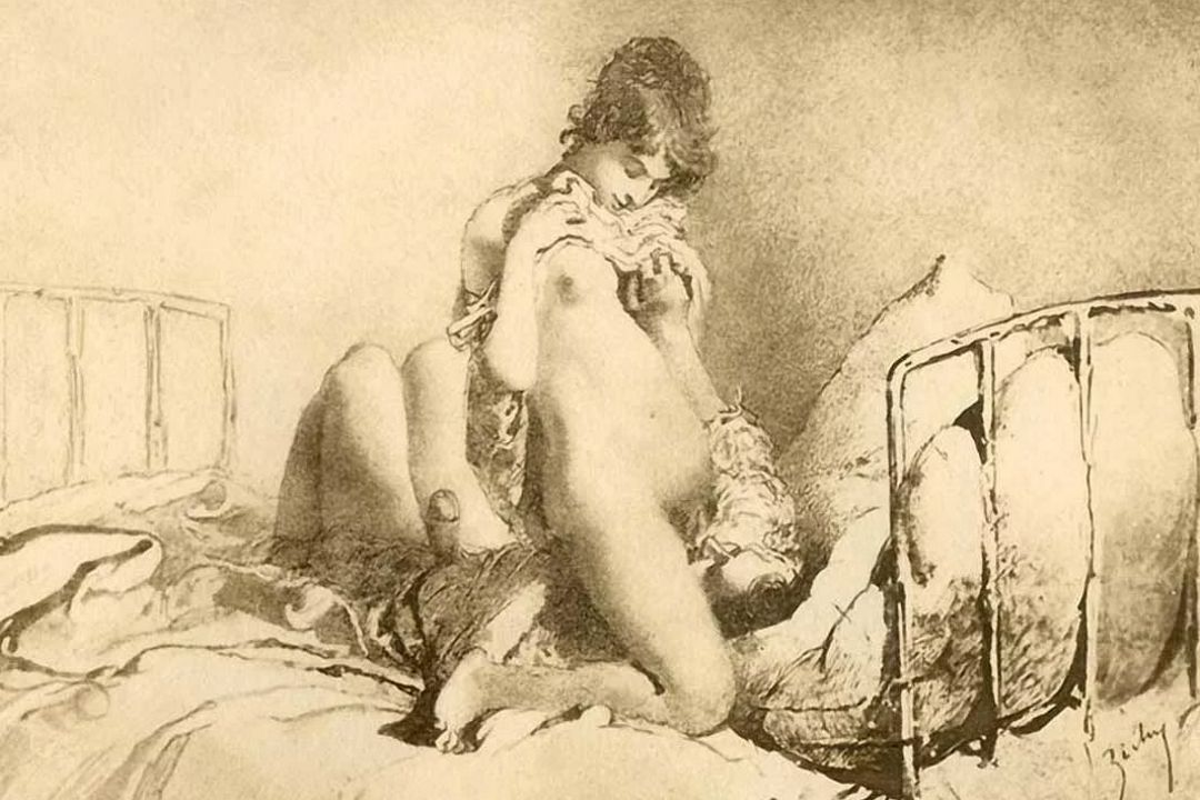 скромница и барин, картинка эротической графики