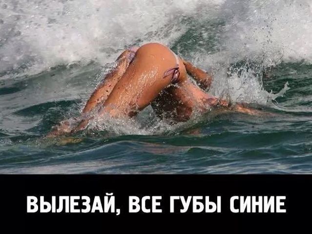 вылезай, все губы синие - у купающейся девушки действительно посинели малые губки , забавная эротическая картинка, фото прикол