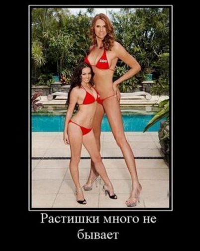 растишка. длинная и короткая девушки в купальниках. смешная эротическая картинка, прикол